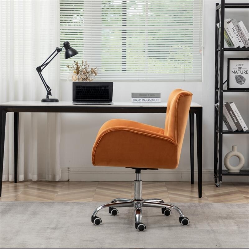 Button Velvet Office Chair, Modern Velvet Tufted Home Office Chair with Wheels, Adjustable Height Swive for Study