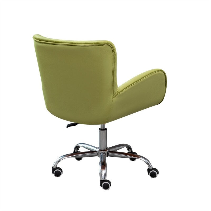 Button Velvet Office Chair, Modern Velvet Tufted Home Office Chair with Wheels, Adjustable Height Swive for Study
