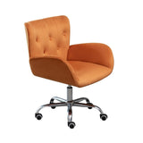 Button Velvet Office Chair, Modern Velvet Tufted Home Office Chair with Wheels, Adjustable Height Swive for Study