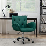 Button Velvet Office Chair, Modern Velvet Tufted Home Office Chair with Wheels, Adjustable Height Swive for Study