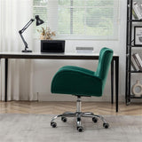 Button Velvet Office Chair, Modern Velvet Tufted Home Office Chair with Wheels, Adjustable Height Swive for Study