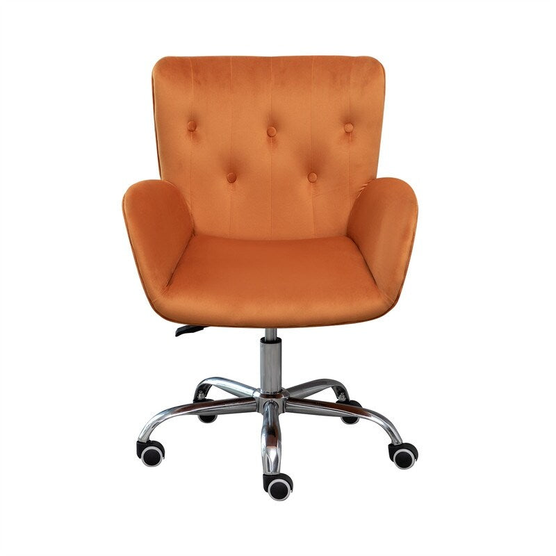 Button Velvet Office Chair, Modern Velvet Tufted Home Office Chair with Wheels, Adjustable Height Swive for Study