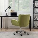 Button Velvet Office Chair, Modern Velvet Tufted Home Office Chair with Wheels, Adjustable Height Swive for Study