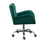 Button Velvet Office Chair, Modern Velvet Tufted Home Office Chair with Wheels, Adjustable Height Swive for Study