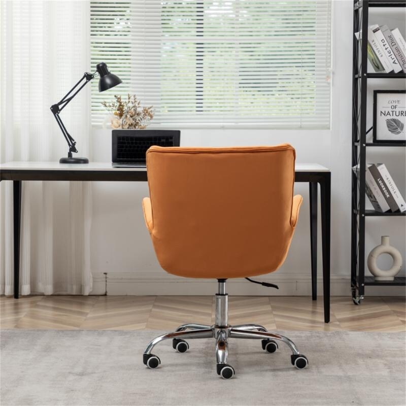 Button Velvet Office Chair, Modern Velvet Tufted Home Office Chair with Wheels, Adjustable Height Swive for Study