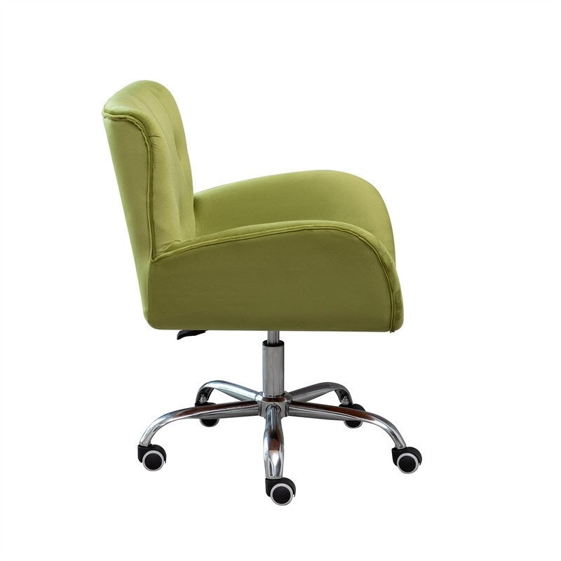 Button Velvet Office Chair, Modern Velvet Tufted Home Office Chair with Wheels, Adjustable Height Swive for Study