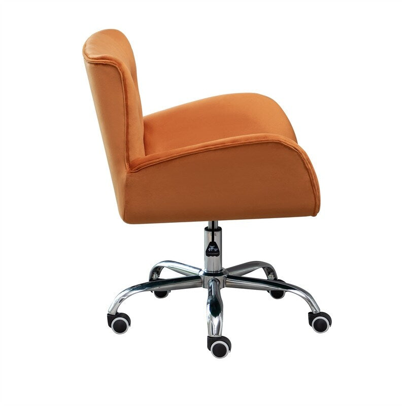 Button Velvet Office Chair, Modern Velvet Tufted Home Office Chair with Wheels, Adjustable Height Swive for Study