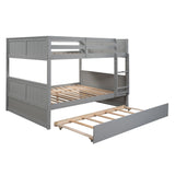 Gray Solid Wood Full Over Full Bunk Bed with Trundle, Separate Design Bunk Bed