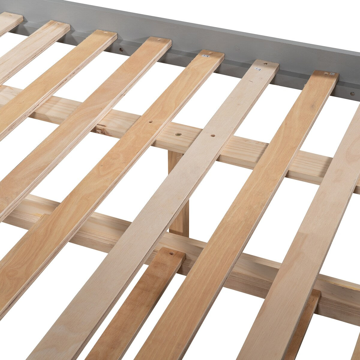 Gray Solid Wood Full Over Full Bunk Bed with Trundle, Separate Design Bunk Bed
