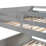 Gray Solid Wood Full Over Full Bunk Bed with Trundle, Separate Design Bunk Bed