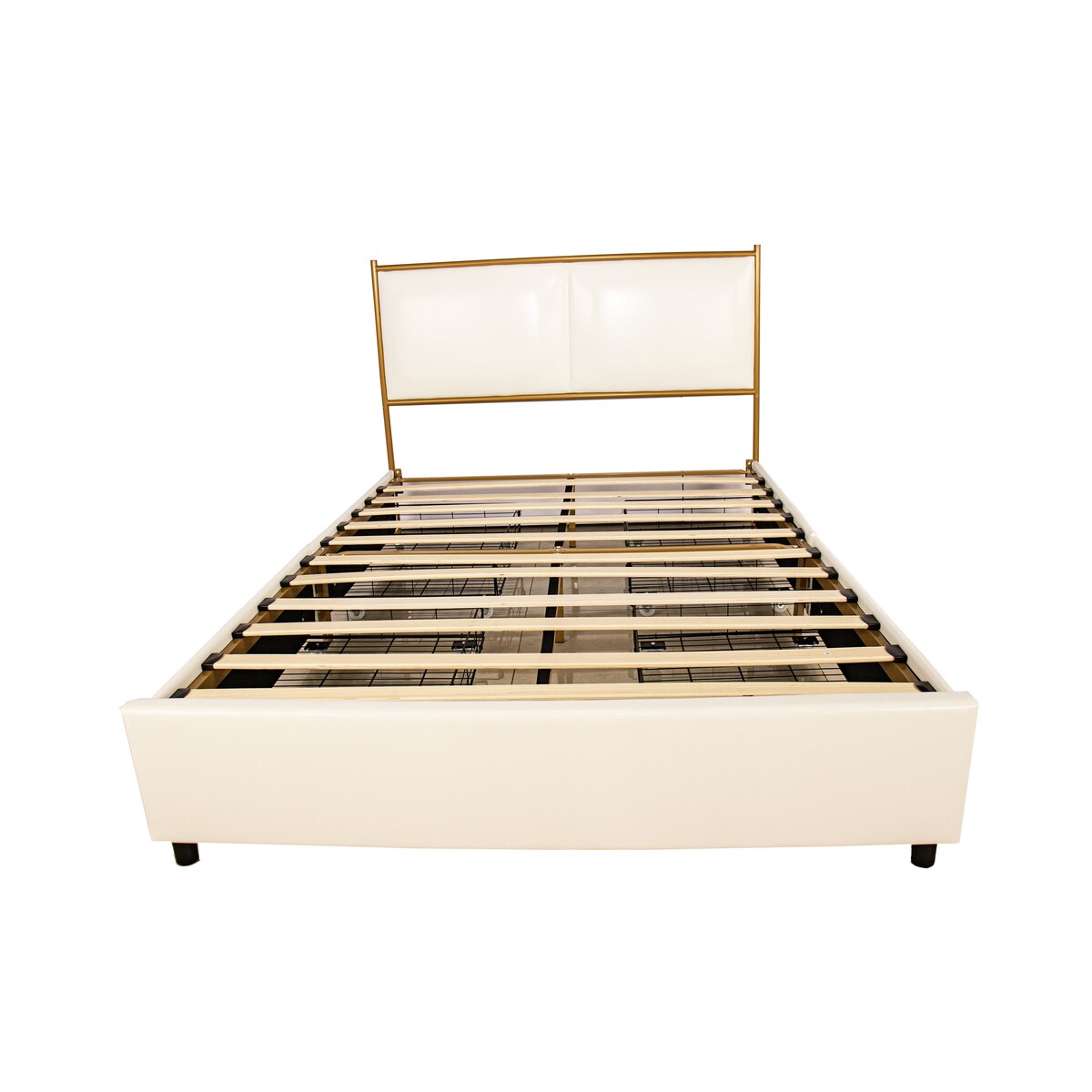 Full Size Platform Bed with Upholstered Headboard and Four Storage Drawers