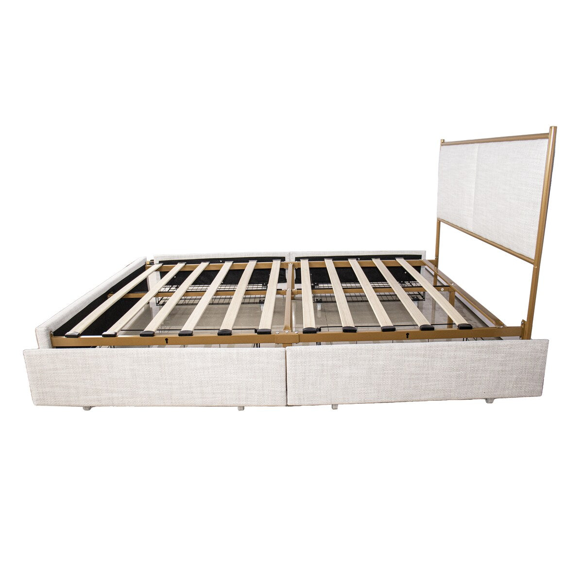 Full Size Platform Bed with Upholstered Headboard and Four Storage Drawers