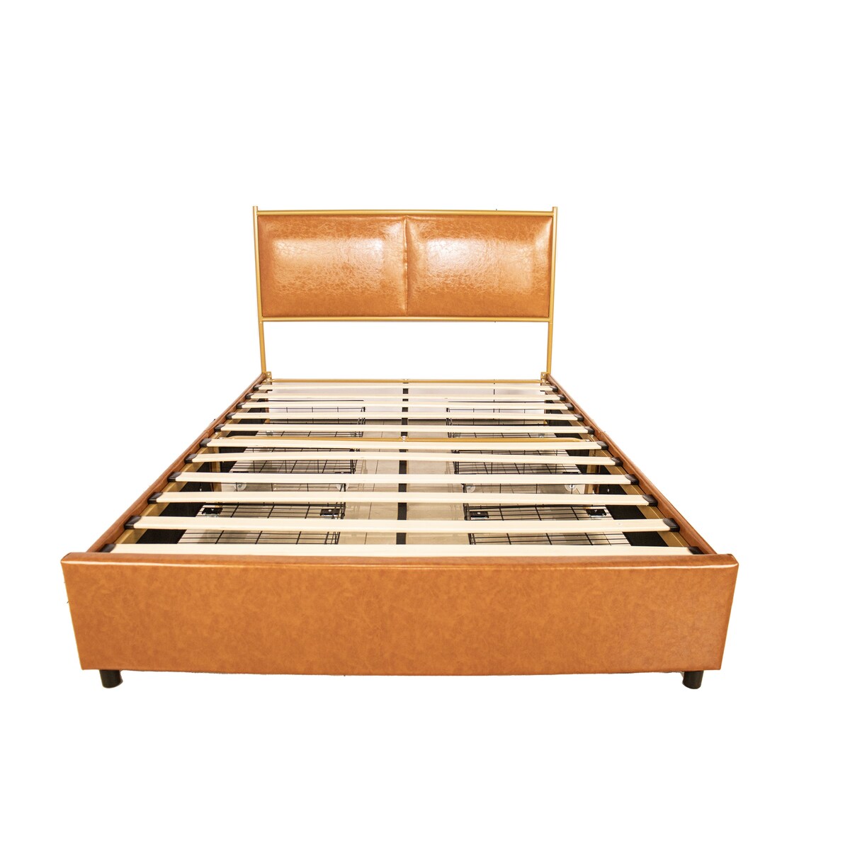 Full Size Platform Bed with Upholstered Headboard and Four Storage Drawers