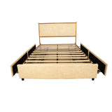 Full Size Platform Bed with Upholstered Headboard and Four Storage Drawers