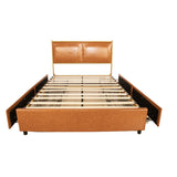 Full Size Platform Bed with Upholstered Headboard and Four Storage Drawers