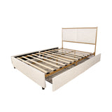 Full Size Platform Bed with Upholstered Headboard and Four Storage Drawers