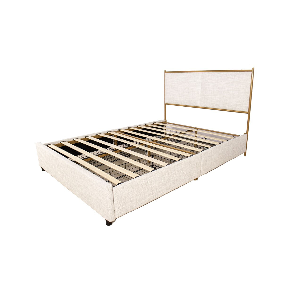 Full Size Platform Bed with Upholstered Headboard and Four Storage Drawers