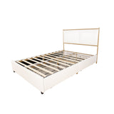 Full Size Platform Bed with Upholstered Headboard and Four Storage Drawers