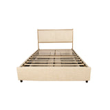 Full Size Platform Bed with Upholstered Headboard and Four Storage Drawers