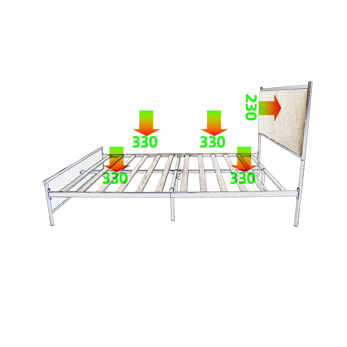 Full Size Platform Bed with Upholstered Headboard and Four Storage Drawers