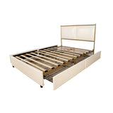 Full Size Platform Bed with Upholstered Headboard and Four Storage Drawers