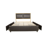 Full Size Platform Bed with Upholstered Headboard and Four Storage Drawers