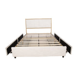 Full Size Platform Bed with Upholstered Headboard and Four Storage Drawers