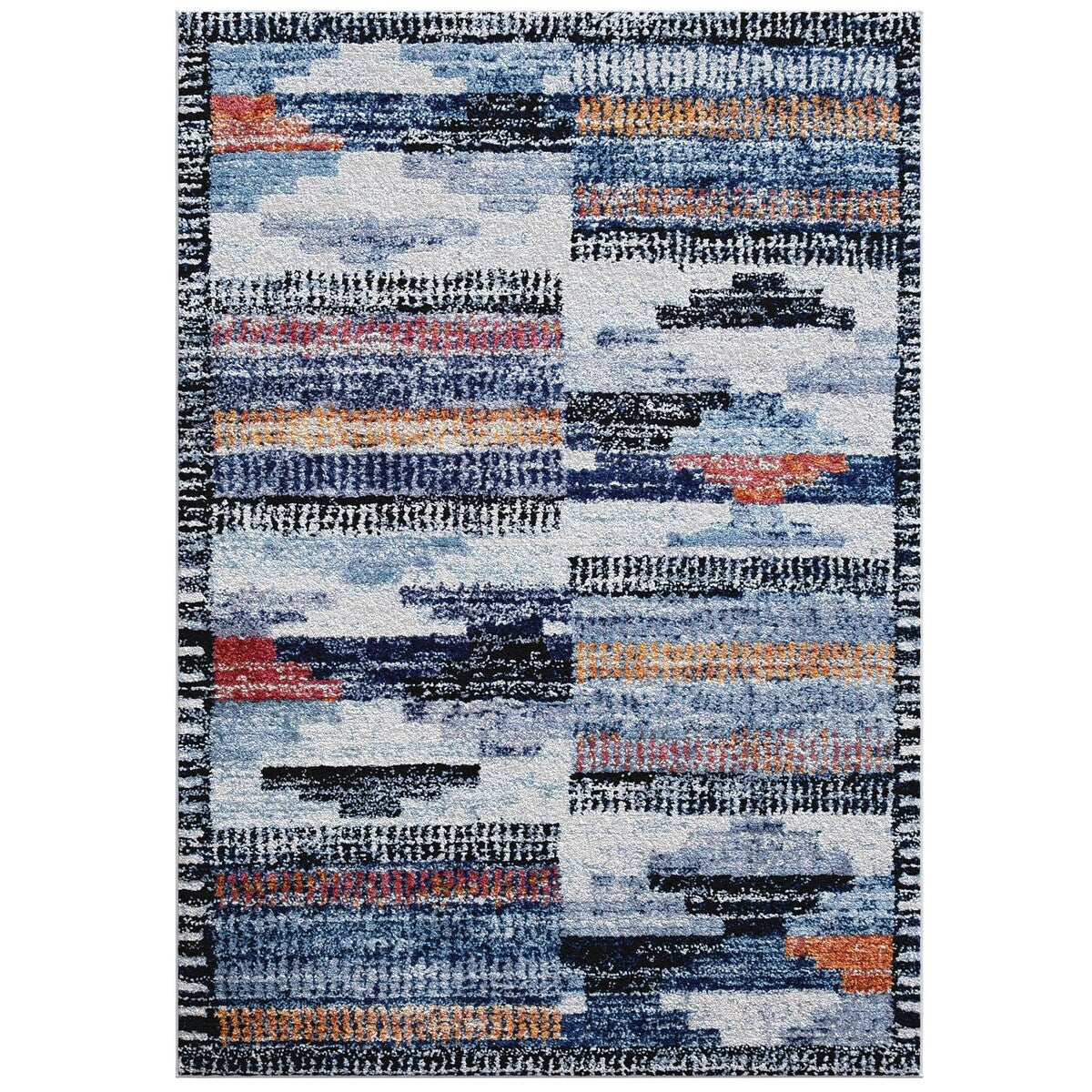 Larkin Black and White Polyester Area Rug 8"x10" - 9'3" x 12'3"