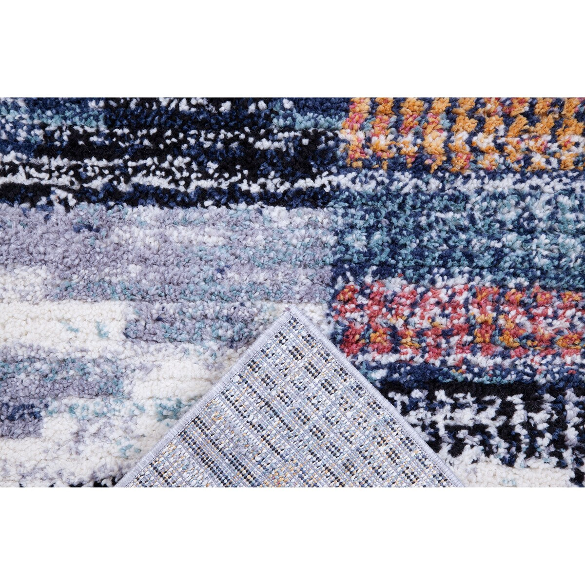 Larkin Black and White Polyester Area Rug 8"x10" - 9'3" x 12'3"