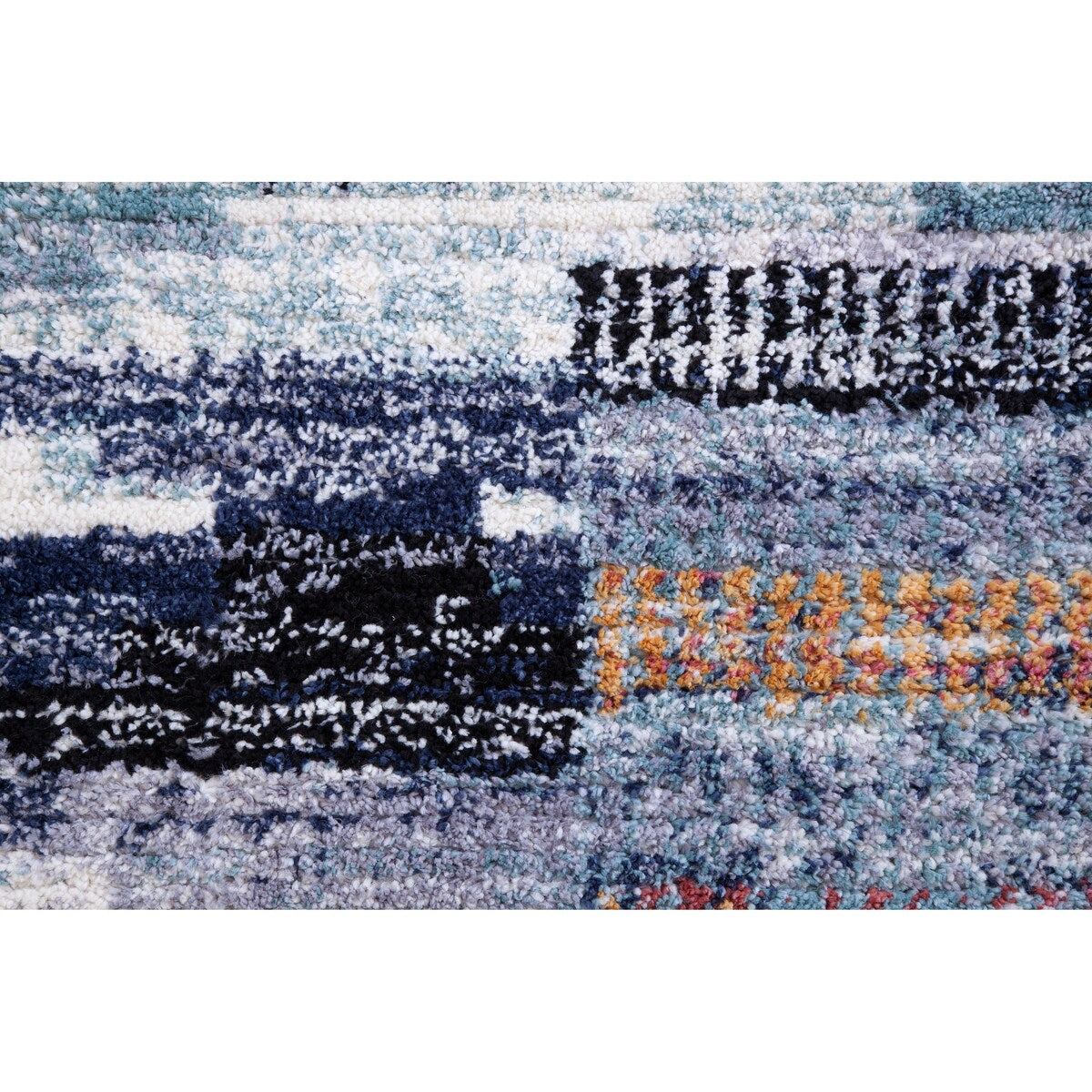 Larkin Black and White Polyester Area Rug 8"x10" - 9'3" x 12'3"