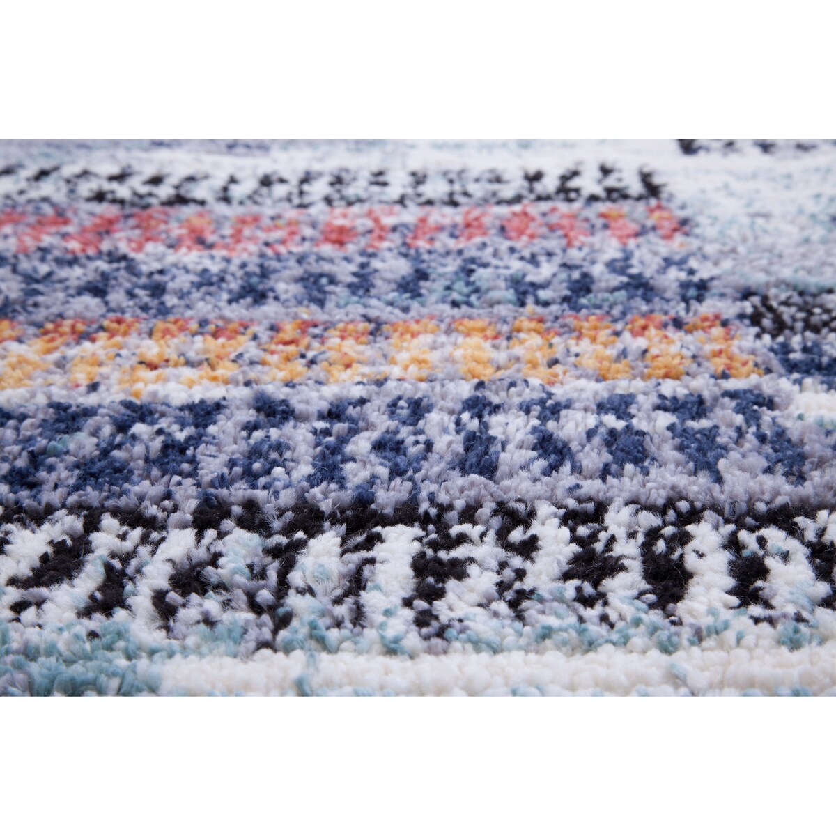 Larkin Black and White Polyester Area Rug 8"x10" - 9'3" x 12'3"