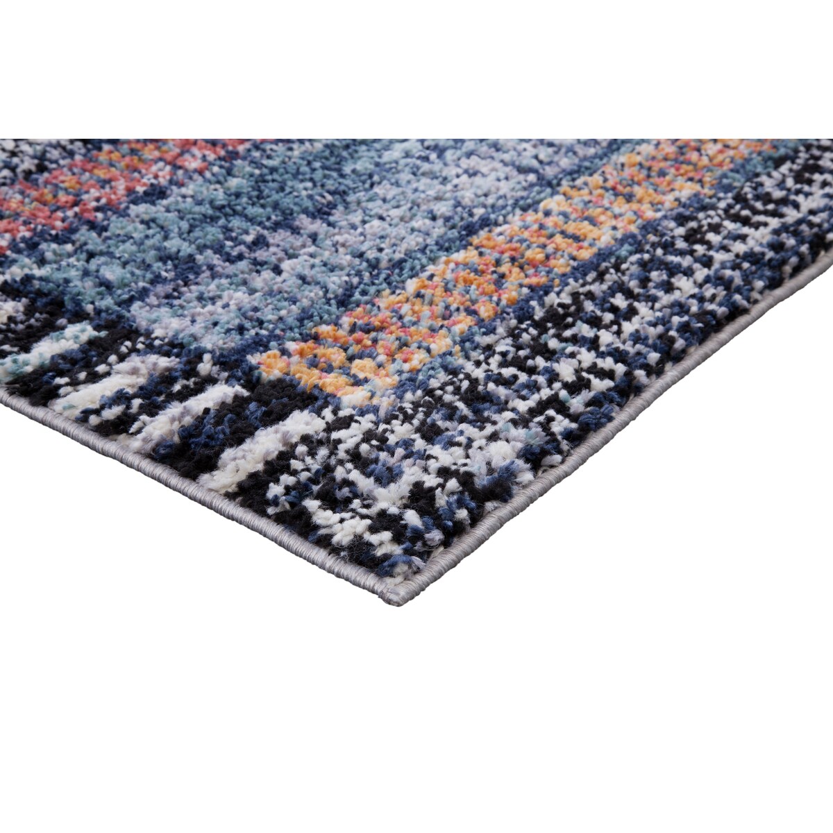 Larkin Black and White Polyester Area Rug 8"x10" - 9'3" x 12'3"