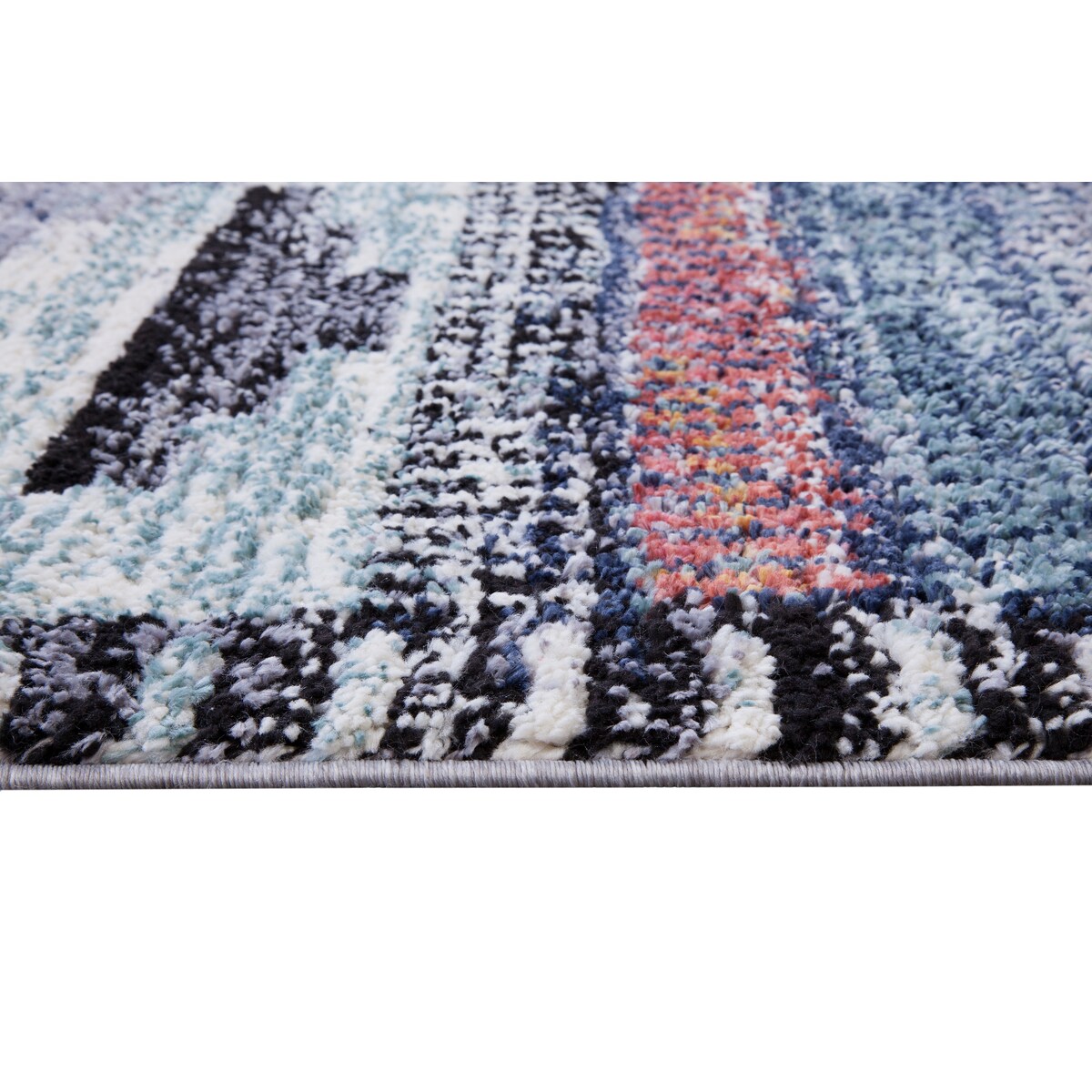 Larkin Black and White Polyester Area Rug 8"x10" - 9'3" x 12'3"