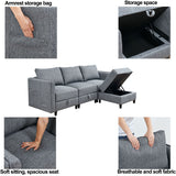 Modular Sectional Sofa L Shaped Convertible Couch with Reversible Chaise, Storage Seat with Ottomans