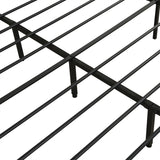 Queen Size Metal Platform Bed Frame with Wood Headboard and Footboard, Heavy Duty Bed with Slat Support