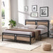 Queen Size Metal Platform Bed Frame with Wood Headboard and Footboard, Heavy Duty Bed with Slat Support