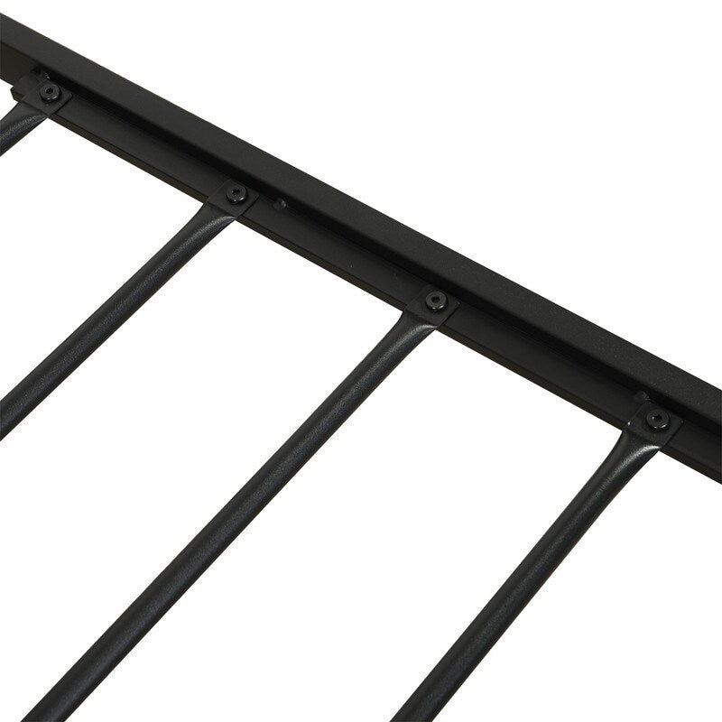 Queen Size Metal Platform Bed Frame with Wood Headboard and Footboard, Heavy Duty Bed with Slat Support