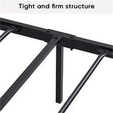 Queen Size Metal Platform Bed Frame with Wood Headboard and Footboard, Heavy Duty Bed with Slat Support