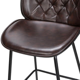 Set of 2 Lucifer Counter & Bar Stool with Tufted Back and Metal Base