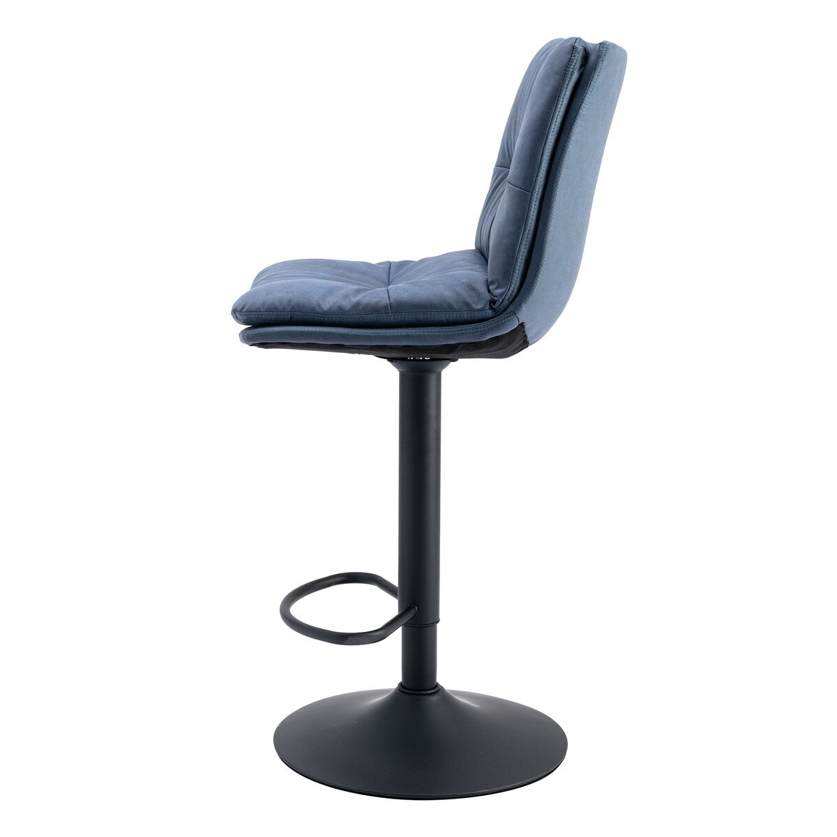 Set of 2, Hight Adjustable Upholstered Swivel Barstools with Ergonomic Backrest, Footrest and Black Metal Leg