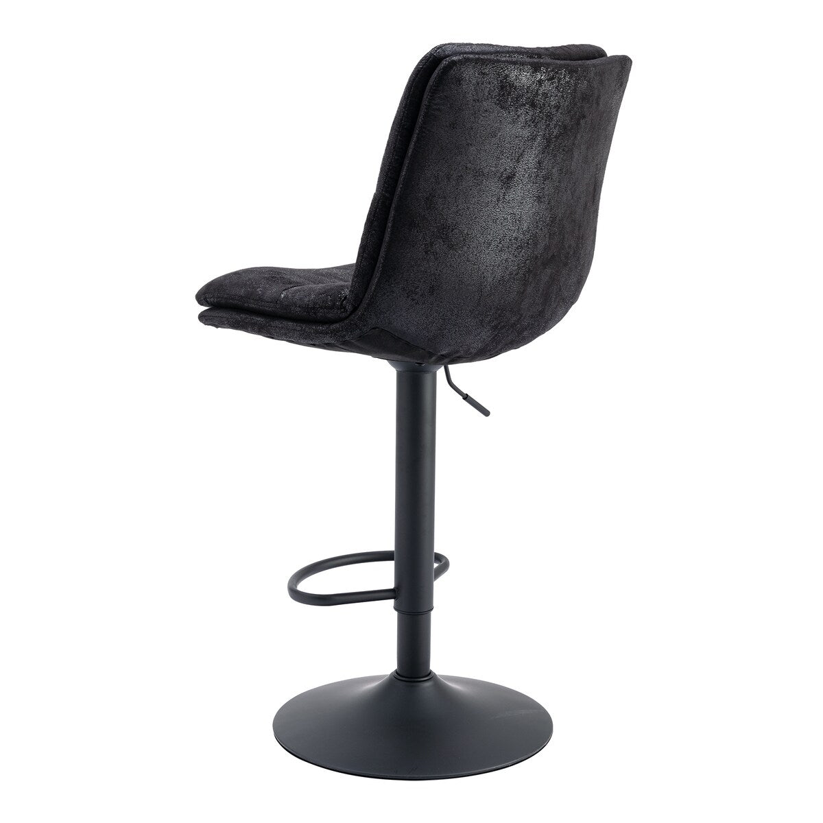 Set of 2, Hight Adjustable Upholstered Swivel Barstools with Ergonomic Backrest, Footrest and Black Metal Leg