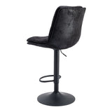 Set of 2, Hight Adjustable Upholstered Swivel Barstools with Ergonomic Backrest, Footrest and Black Metal Leg