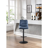 Set of 2, Hight Adjustable Upholstered Swivel Barstools with Ergonomic Backrest, Footrest and Black Metal Leg