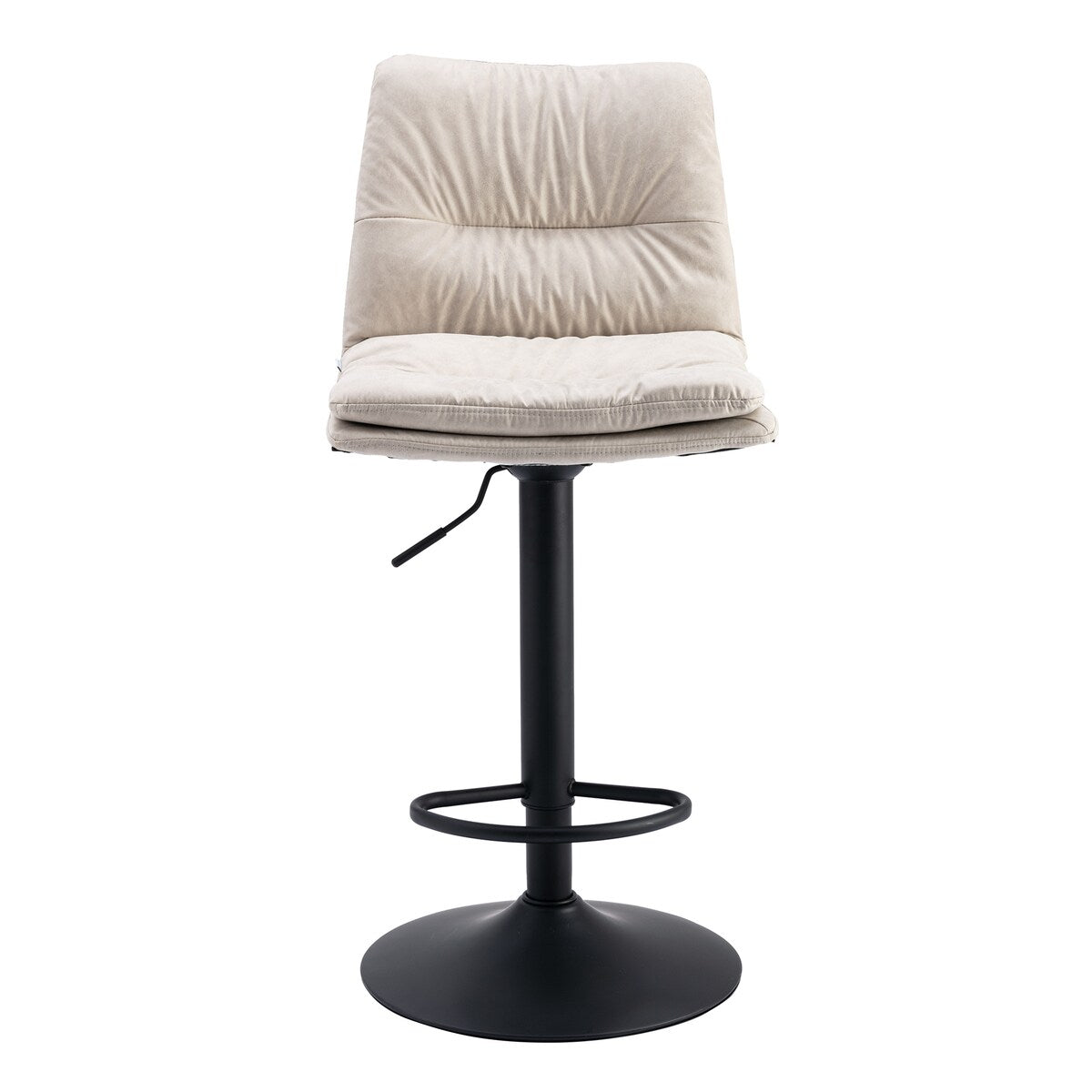 Set of 2, Hight Adjustable Upholstered Swivel Barstools with Ergonomic Backrest, Footrest and Black Metal Leg