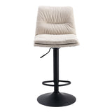 Set of 2, Hight Adjustable Upholstered Swivel Barstools with Ergonomic Backrest, Footrest and Black Metal Leg