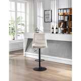 Set of 2, Hight Adjustable Upholstered Swivel Barstools with Ergonomic Backrest, Footrest and Black Metal Leg