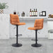 Set of 2, Hight Adjustable Upholstered Swivel Barstools with Ergonomic Backrest, Footrest and Black Metal Leg