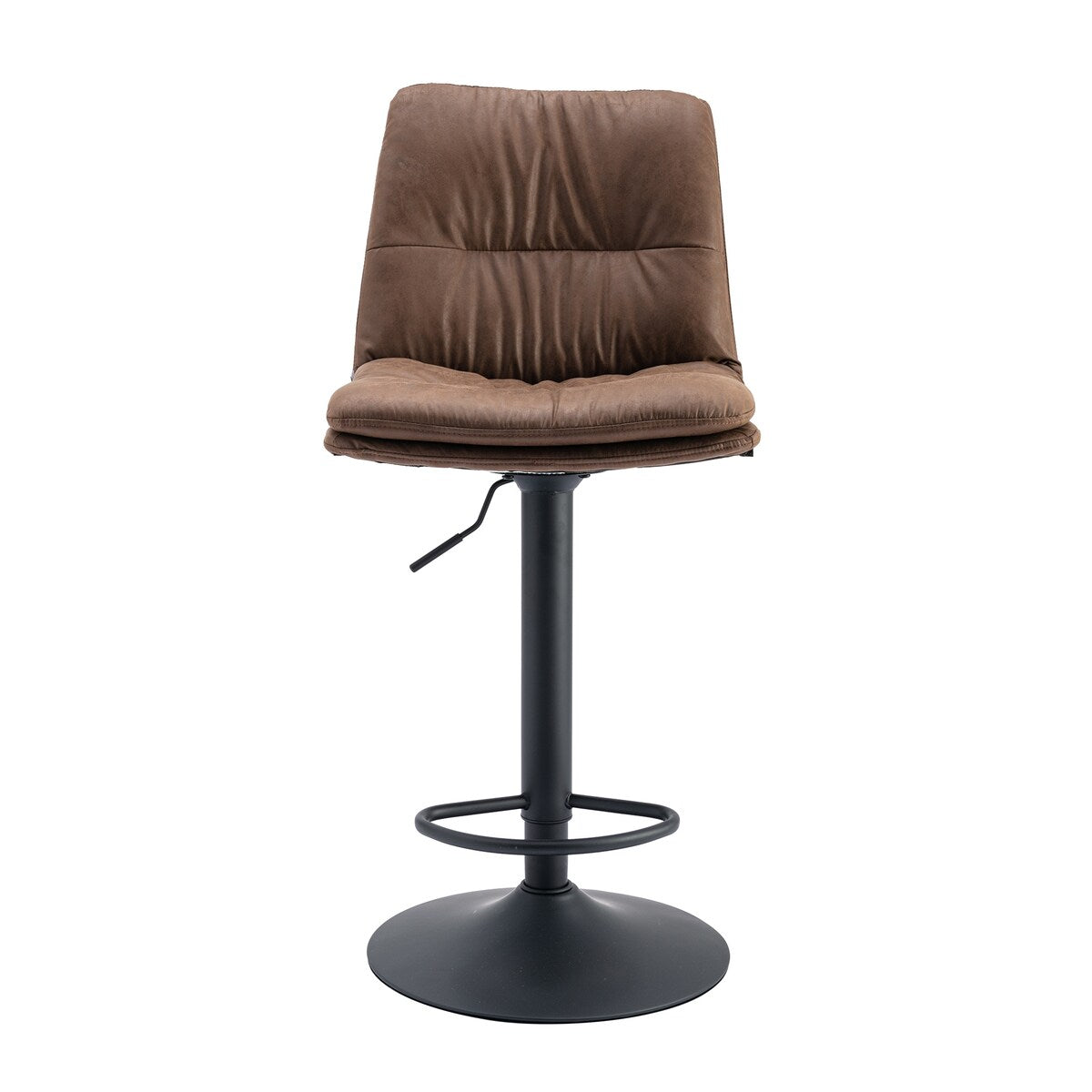 Set of 2, Hight Adjustable Upholstered Swivel Barstools with Ergonomic Backrest, Footrest and Black Metal Leg