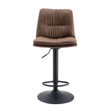 Set of 2, Hight Adjustable Upholstered Swivel Barstools with Ergonomic Backrest, Footrest and Black Metal Leg