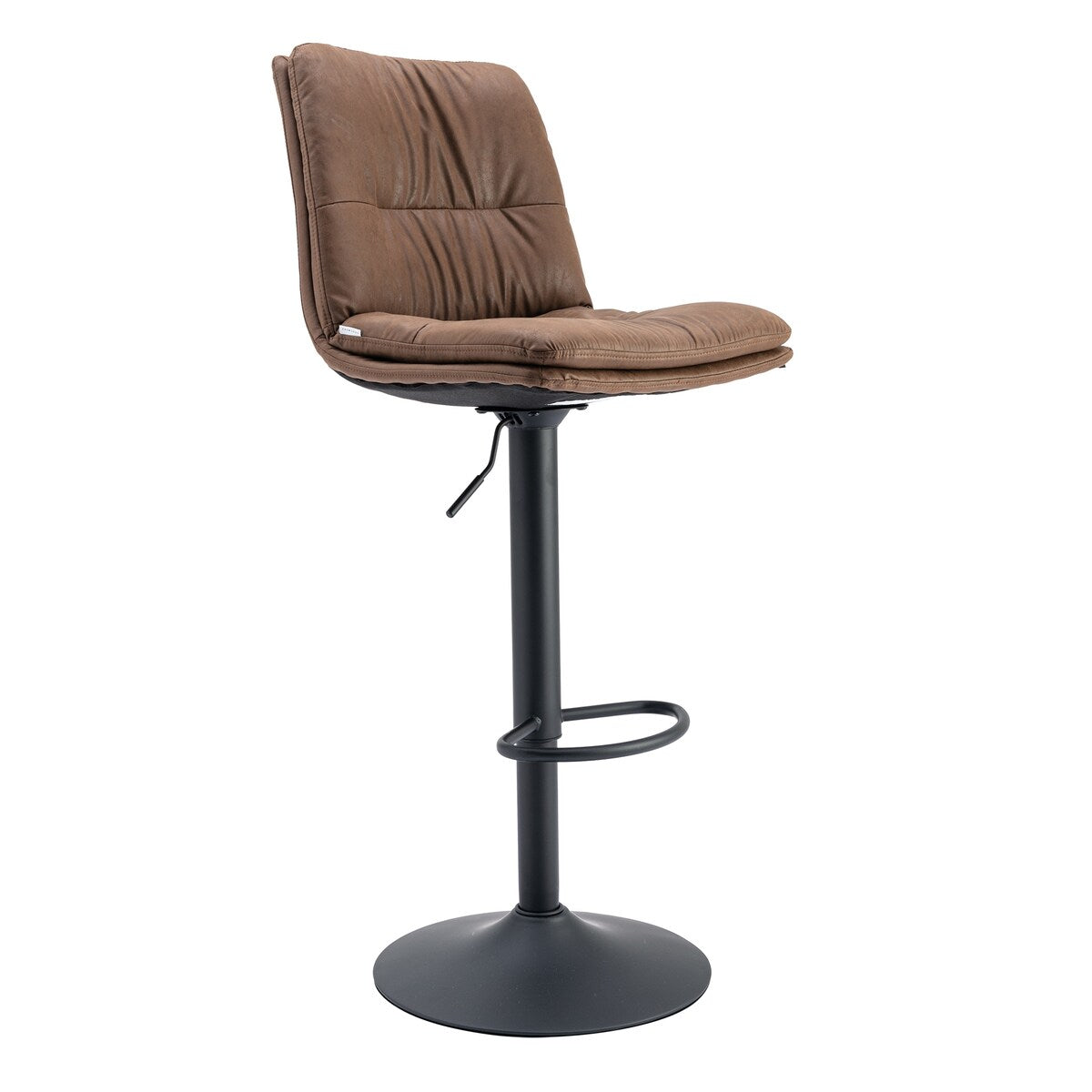 Set of 2, Hight Adjustable Upholstered Swivel Barstools with Ergonomic Backrest, Footrest and Black Metal Leg